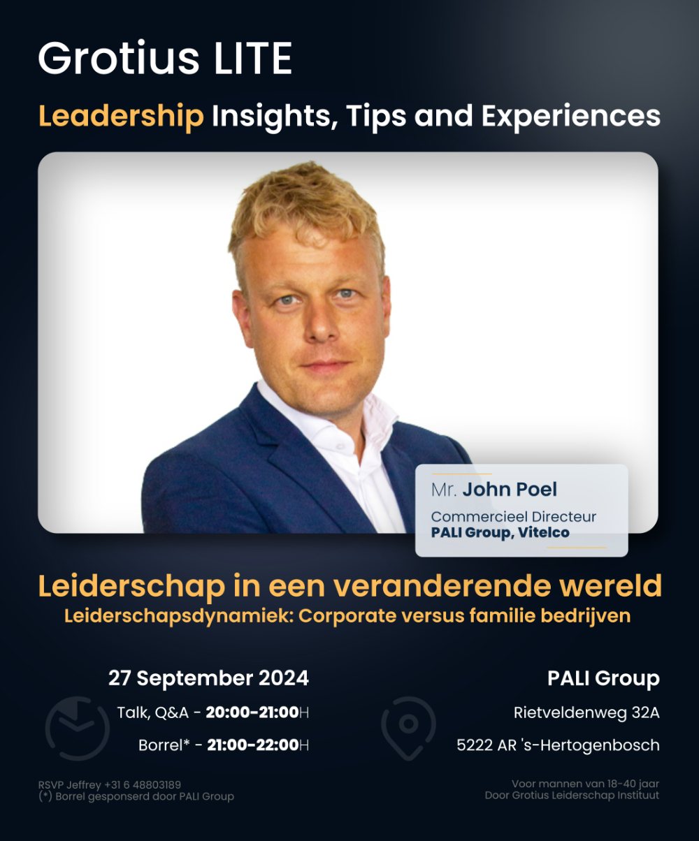 Grotius LITE · 27 September 2024 · Leiderschap in een veranderende wereld